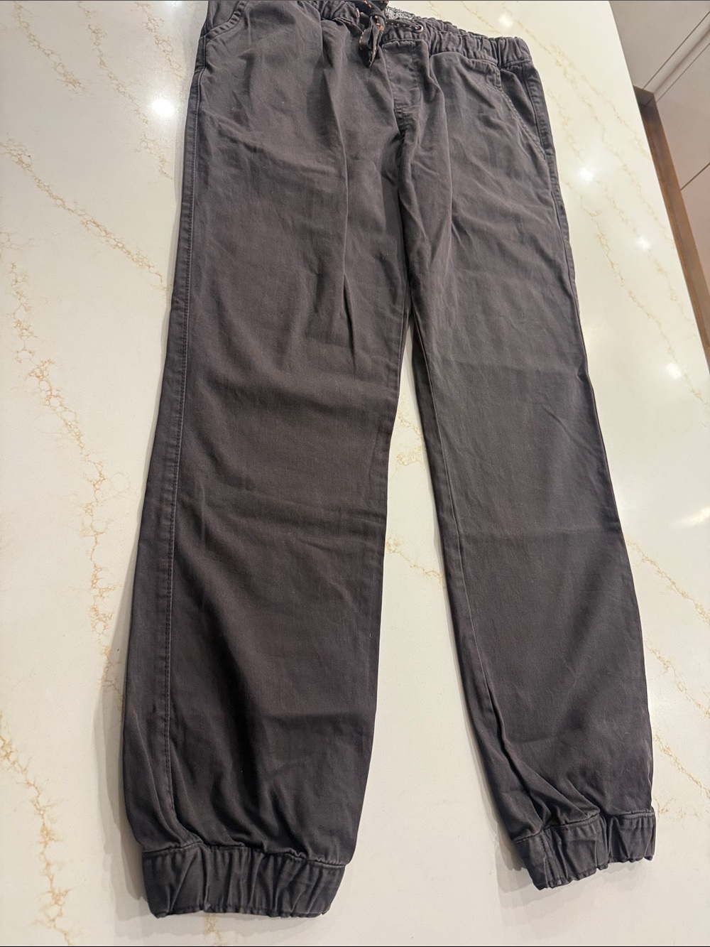 Casual Elastic Hem Drawstring Pants - Charcoal Gray